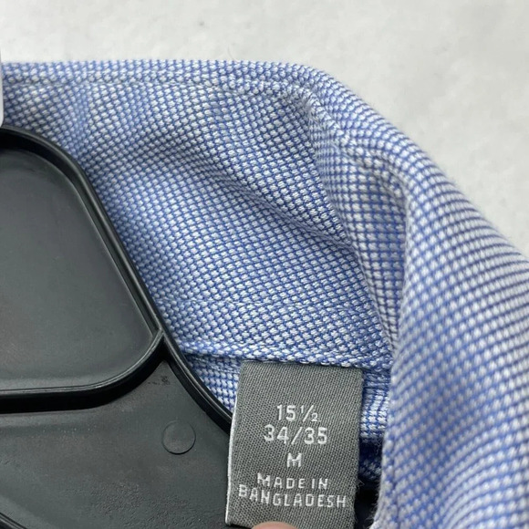 Michael Kors Shirt Mens M Blue Slim Fit Curve Hem Collared Button Up Long Sleeve - Picture 8 of 9